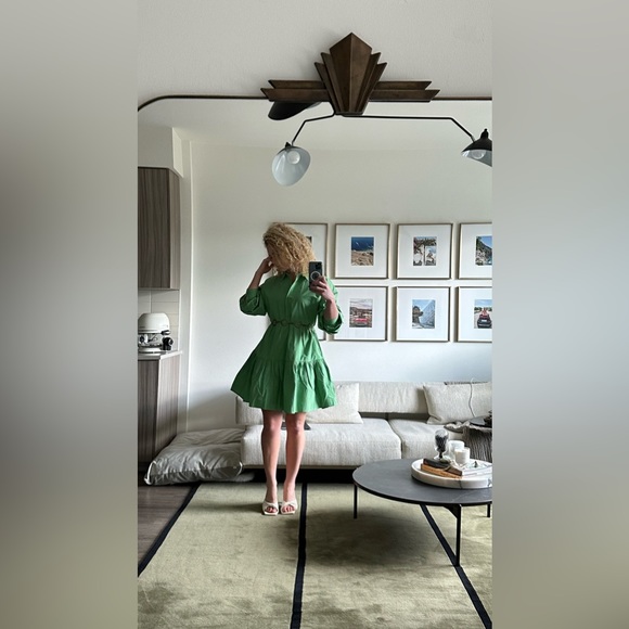 Oak + Fort Peppermint COLLARED BUTTON FRONT TIERED DRESS Size M - Picture 9 of 11